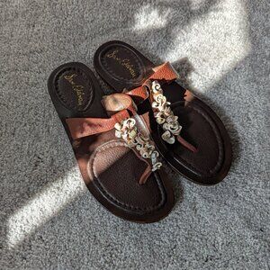 Sam Edelman Seashell Thong Brown Leather Sandal